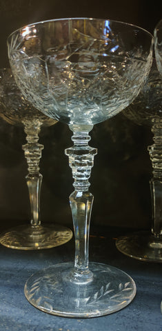 "Shasta" by Rock Sharpe Crystal Liquor Cocktail Sherry Glasses Stemware - Set of 7