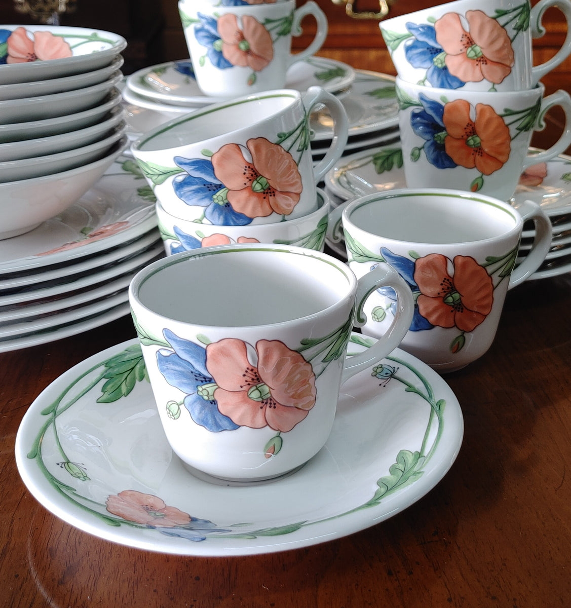 Villeroy & Boch Amapolo 花柄 ボウル 6枚セット Amapola by Villeroy & Boch Botanical Floral Dinnerware Service for