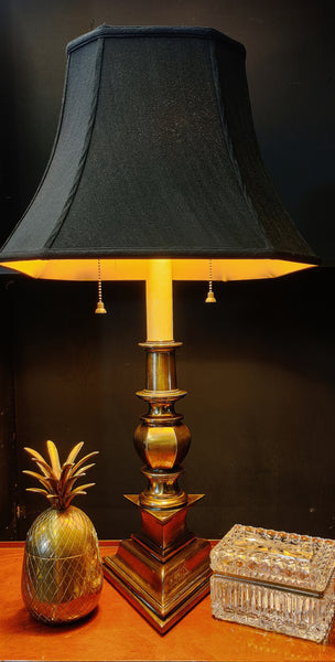 Vintage 1970s Brass Stiffel Double Socket Candlestick Lamp