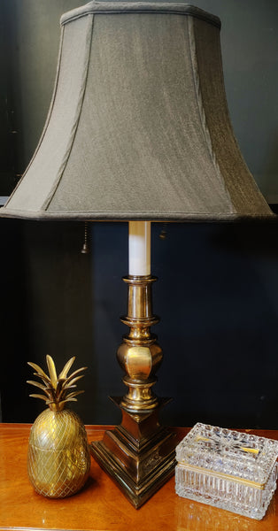 Vintage 1970s Brass Stiffel Double Socket Candlestick Lamp