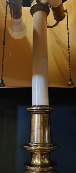 Vintage 1970s Brass Stiffel Double Socket Candlestick Lamp