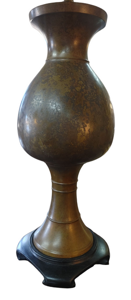 PAIR Vintage Brass Bronze Urn Style Lamps String Lamp Shades