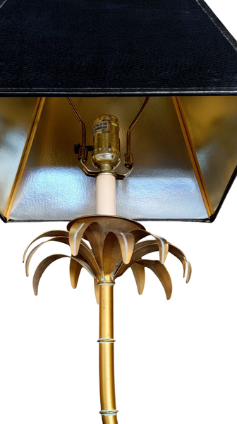 Designer Black Gold Palm Tree Table Lamp