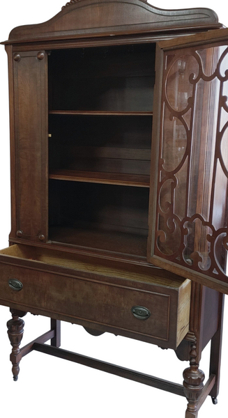 Antique Jacobean Revival  China Cabinet