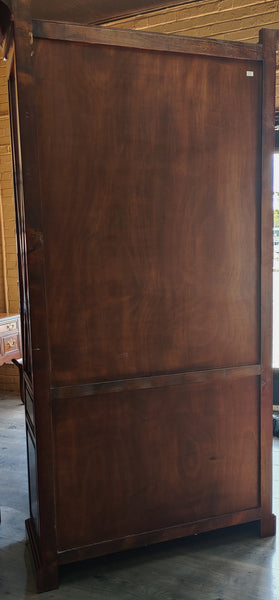 Asian Red Lacquer Glass Front Display Cabinet