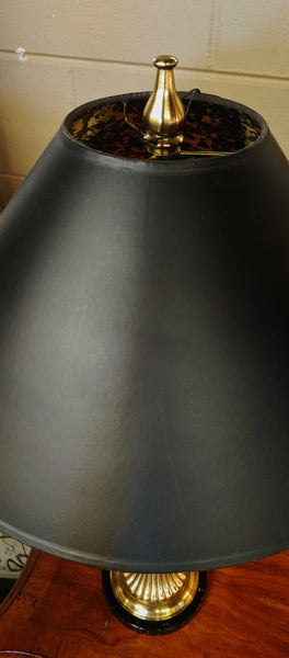 Mid Century Chapman Classical Style Brass Glass Table Lamps - A Pair