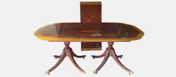 Councill Craftsmen Banded Mahogany Dining Table w Leaf & Table Covers