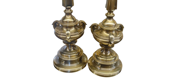 PAIR Vintage Stiffel Hollywood Regency Neoclassical Brass Lamps