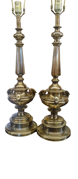 PAIR Vintage Stiffel Hollywood Regency Neoclassical Brass Lamps
