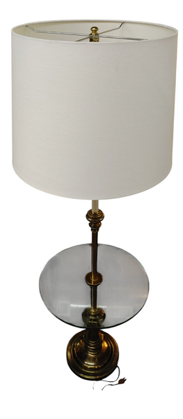 Vintage Stiffel Brass Glass Candlestick Floor Lamp with Glass Table Top