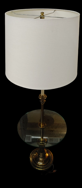 Vintage Stiffel Brass Glass Candlestick Floor Lamp with Glass Table Top