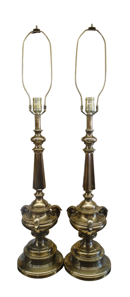 PAIR Vintage Stiffel Hollywood Regency Neoclassical Brass Lamps