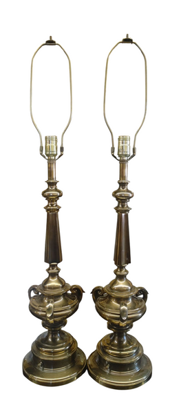 PAIR Vintage Stiffel Hollywood Regency Neoclassical Brass Lamps
