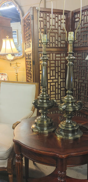 PAIR Vintage Stiffel Hollywood Regency Neoclassical Brass Lamps