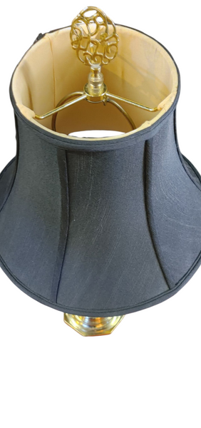 PAIR Vintage Brass Petite Buffet Lamps Black Lamp Shade
