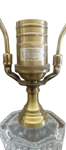 Pair Vintage Wildwood Crystal Brass Column Lamps