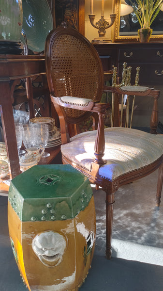 Chinese Green Yellow Glazed Ceramic Garden Stool