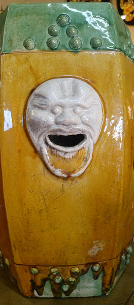Chinese Green Yellow Glazed Ceramic Garden Stool