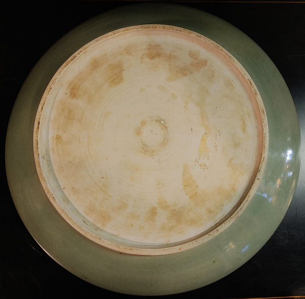 Handmade Signed Asian Inspired Celadon Glazed Pottery Bowl by Gloria Cohen
