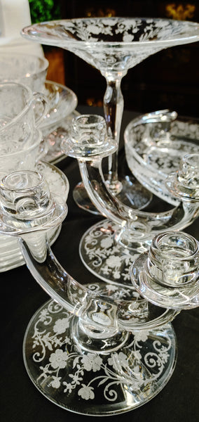 Fostoria Buttercup Etched Glass Crystal 82 pc Dinnerware Set