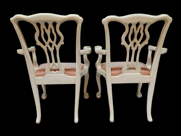 Painted Chippendale Ball and Claw Arm Chairs - A Pair