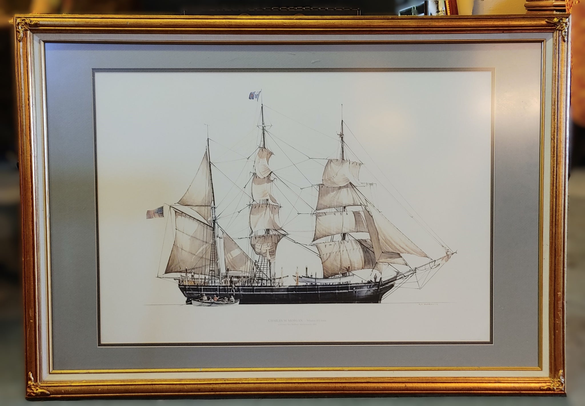 Charles W. Morgan Whaler Nautical Framed Print