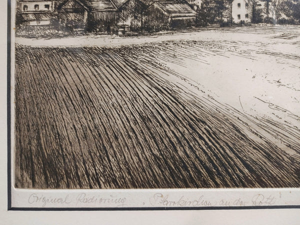 Original Lithograph Hand Signed Olde World Village Scene