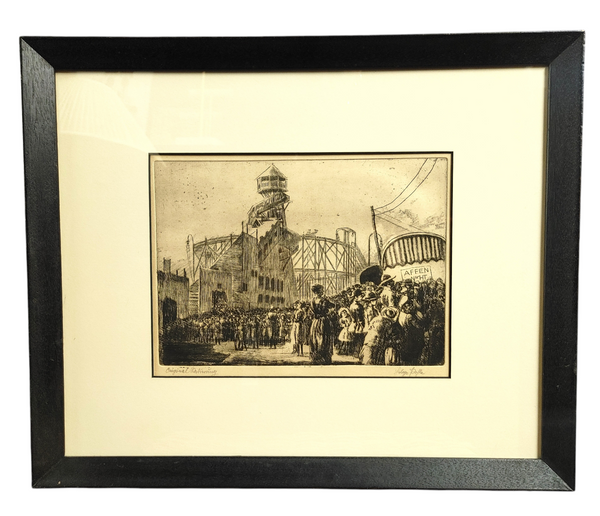 Original Lithograph Hand Signed Olde World Fair Scene