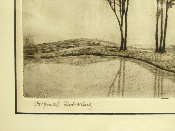 Original Lithograph Hand Signed Silhouette Trees