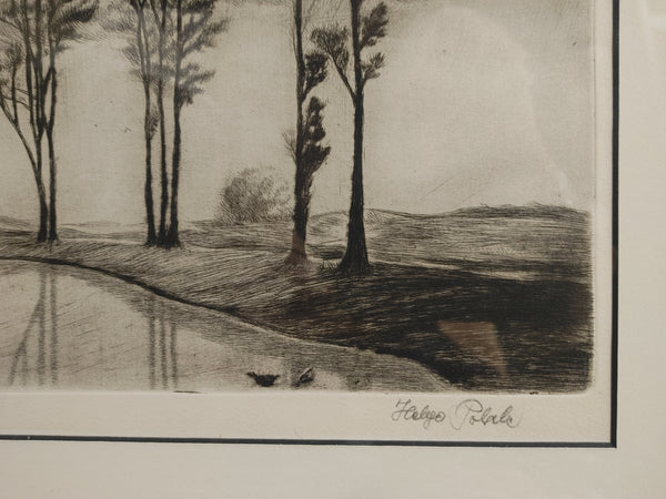 Original Lithograph Hand Signed Silhouette Trees