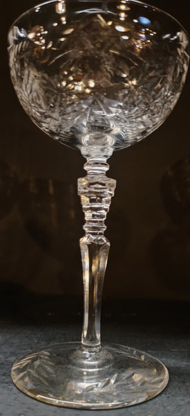 Vintage Etched Crystal Liquor Cocktail Sherry Glasses Stemware - Set of 7