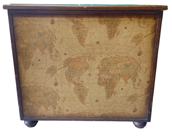 World Map Demilune Console Cabinet Half Moon Olde World Antique Style