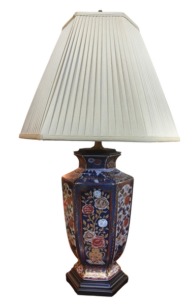 Japanese Imari Style Hand Painted Floral Table Lamp (2 Available)