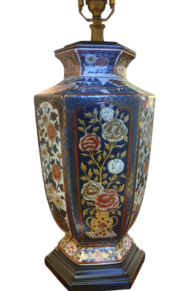 Japanese Imari Style Hand Painted Floral Table Lamp (2 Available)