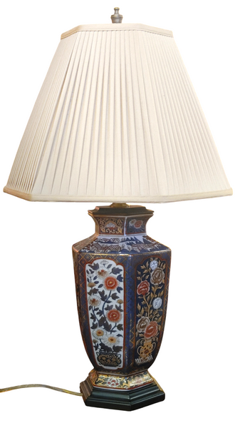 Japanese Imari Style Hand Painted Floral Table Lamp (2 Available)