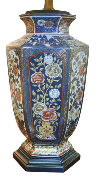Japanese Imari Style Hand Painted Floral Table Lamp (2 Available)