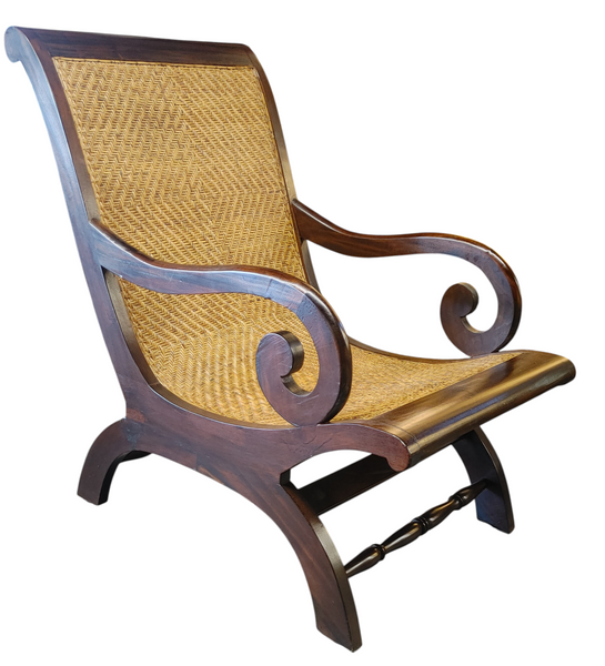 British Colony Style Woven Seagrass Plantation Chair