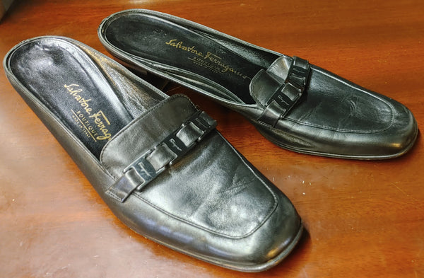 Salvatore Ferragamo Italian Leather Mules in Black