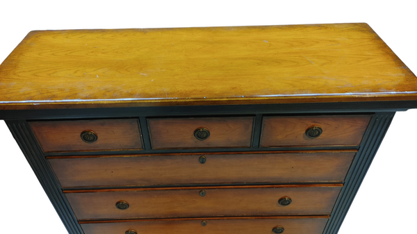 Beidermeier Inspired Two Toned Contemporary High Boy Chest of Drawers