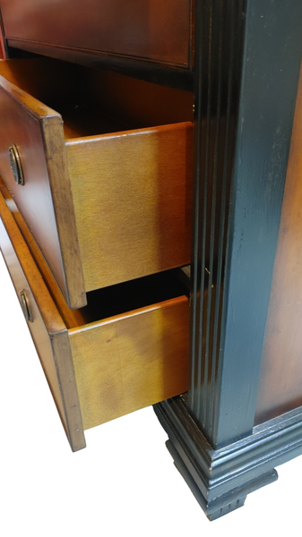 Beidermeier Inspired Two Toned Contemporary High Boy Chest of Drawers