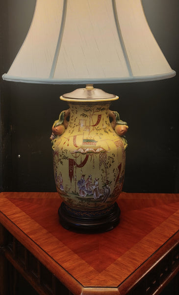 Asian Chinoiserie Table Lamp Satsuma Moriage