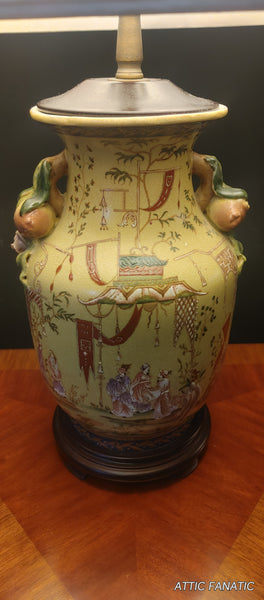 Asian Chinoiserie Table Lamp Satsuma Moriage