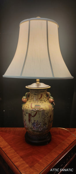 Asian Chinoiserie Table Lamp Satsuma Moriage