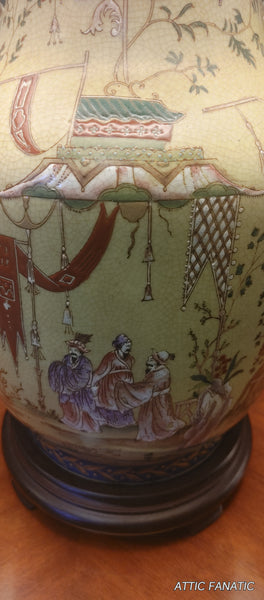 Asian Chinoiserie Table Lamp Satsuma Moriage
