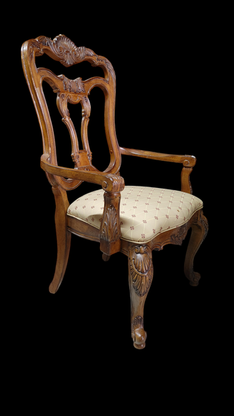 PAIR Thomasville Furniture Carved Shell Motif Dining Arm Chairs