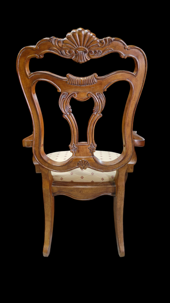 PAIR Thomasville Furniture Carved Shell Motif Dining Arm Chairs