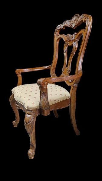 PAIR Thomasville Furniture Carved Shell Motif Dining Arm Chairs