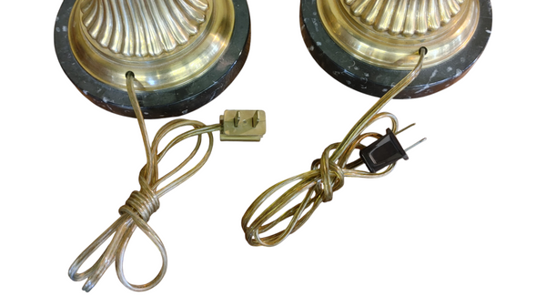 Mid-Century Chapman Brass Glass Hollywood Regency Lamps - A Pair