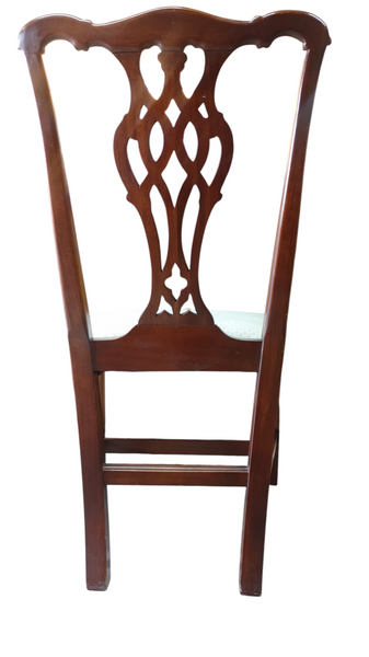 Vintage Ethan Allen Mahogany Carved Chippendale Style Dining Side Chairs - Set of 8
