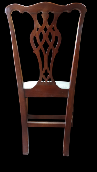Vintage Ethan Allen Mahogany Carved Chippendale Style Dining Side Chairs - Set of 8